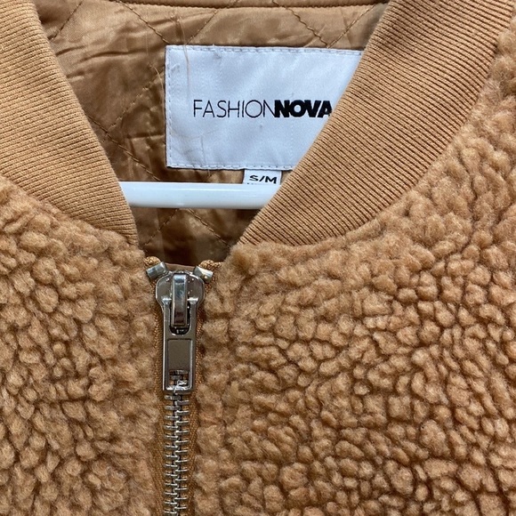 Fashion Nova Catch Me In The Cold Fuzzy Bomber Jacket - Mocha - Picture 5 of 11